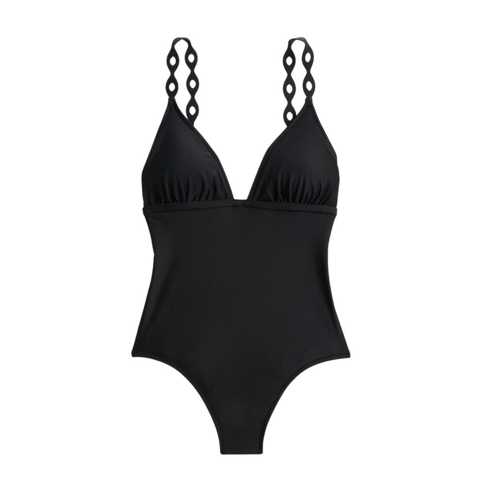 J.Crew Factory Cutout Strap One Piece Swimsuit Black Size Large NWT
